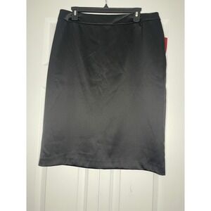 JS collection Satin Like Pencil skirt size 14 black nwt msrp $90.00